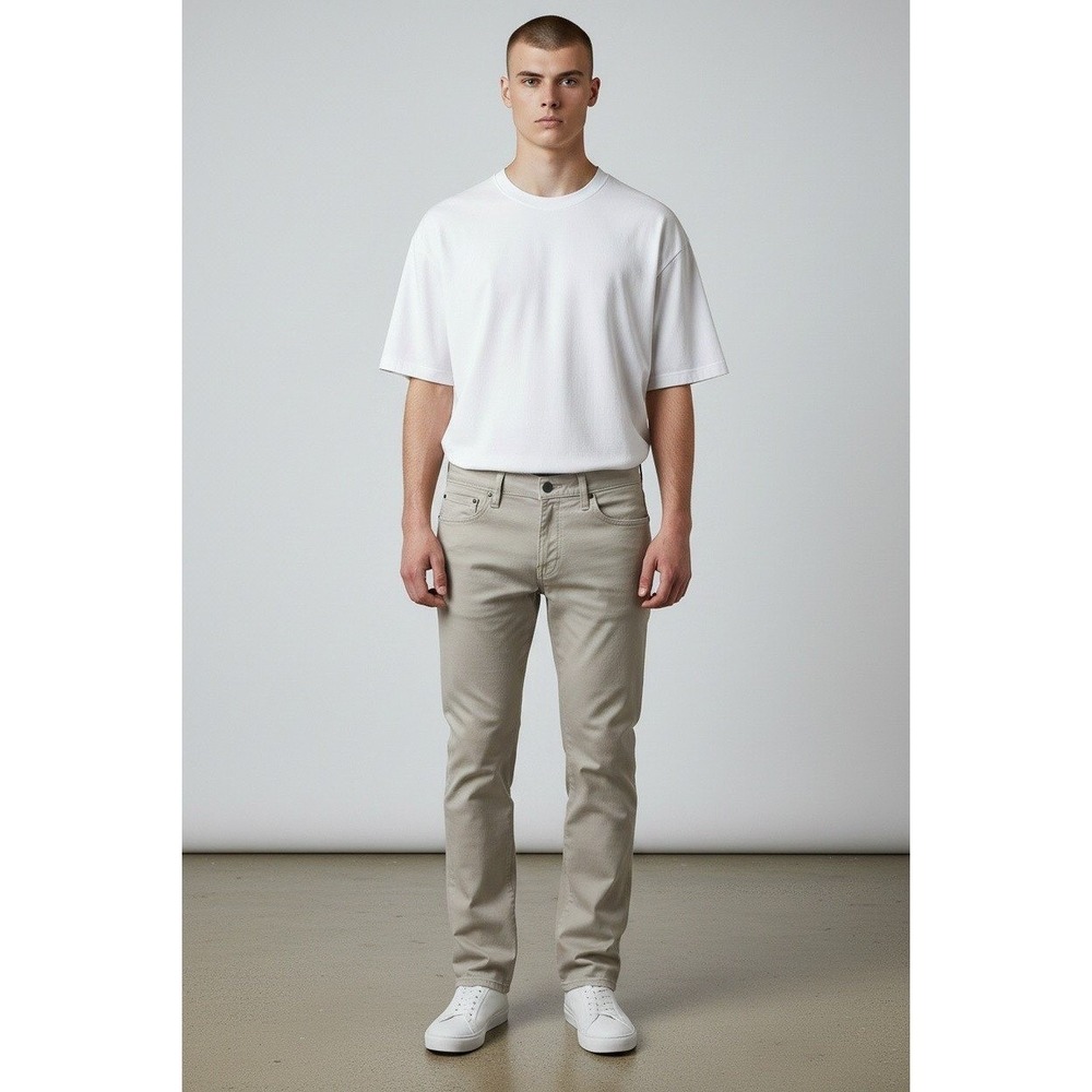 7 For All Mankind Mens The Straight Leg Pants Size 40 Beige Casual 34"Inseam